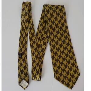 La Bella Collection Classic Brown Gold Neck Tie Houndstooth Pattern Vintage